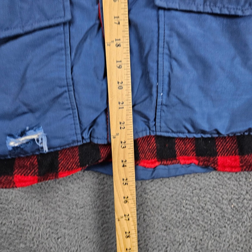 Vintage LL Bean Vest Mens Medium Navy Blue Red Buffalo Plaid Wool 24B - Picture 3 of 10